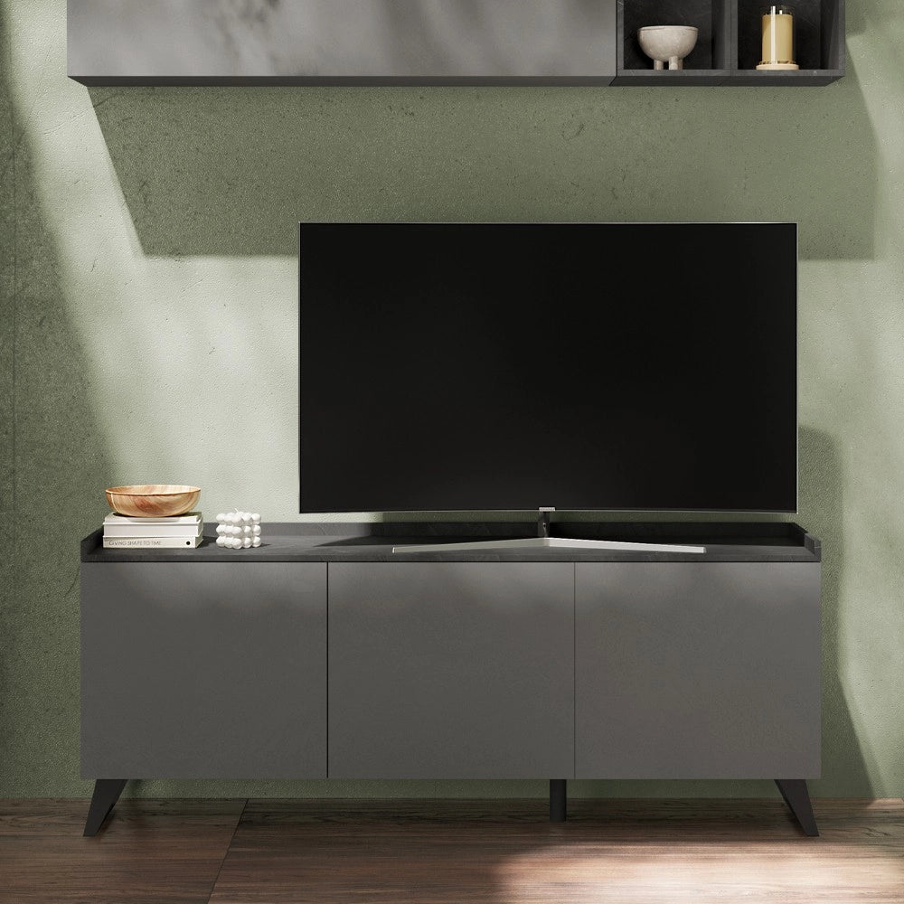 Mobile porta Tv 3 ante Polan 181x42x72h colore ardesia piombo