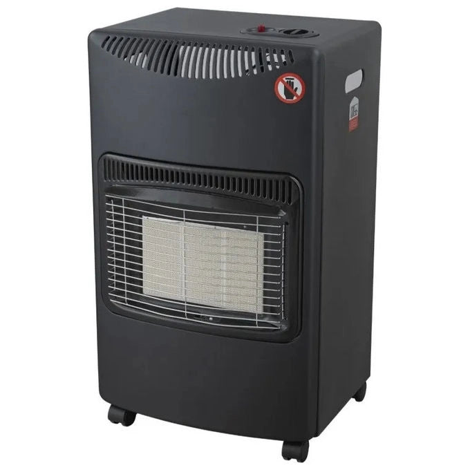 DCG GH02N Stufa a gas infrarossi portatile 4.2 kW 3 livelli di potenza accensione piezoelettrica ODS antiribaltamento ruote colore Nero