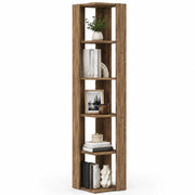 Libreria Angolare 34x34x161 cm Scaffale Salvaspazio 5 Ripiani in Legno Rovere