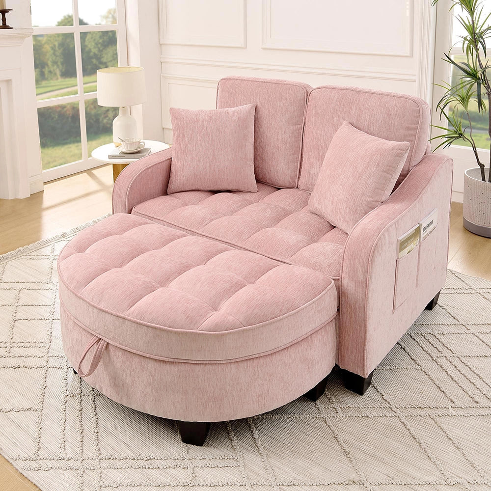 Divano letto multifunzionale - Xylo - Tessuto traspirante, legno di eucalipto, rosa