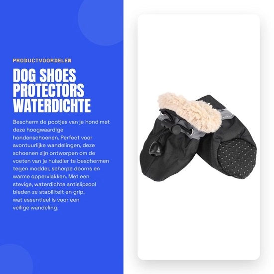 Calzature per cani 4 pezzi - Antiscivolo con zoccoli - Impermeabile - Protezione per le zampe - Materiale di cotone soffice - Cinturino elastico - Calzatura per cani