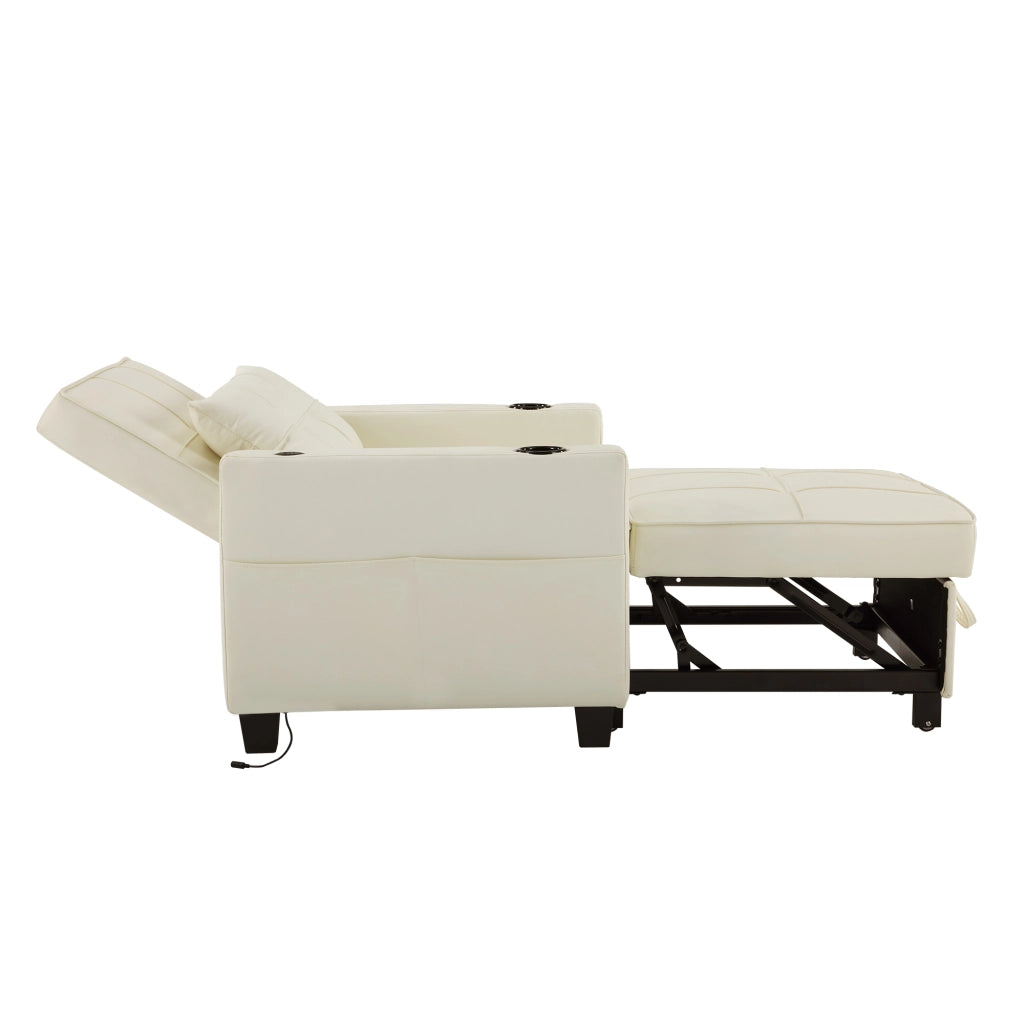 Divano Letto Singolo Estraibile con Portabicchieri e USB ¨C MINIMAL ¨C Tessuto