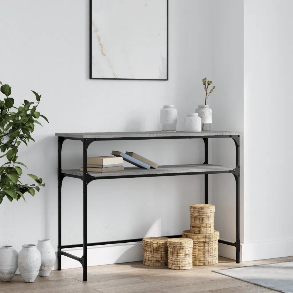 Tavolino Consolle-Tavolino da soggiorno-Tavolo Grigio Sonoma 100x35,5x75cm Legno Multistrato 567429