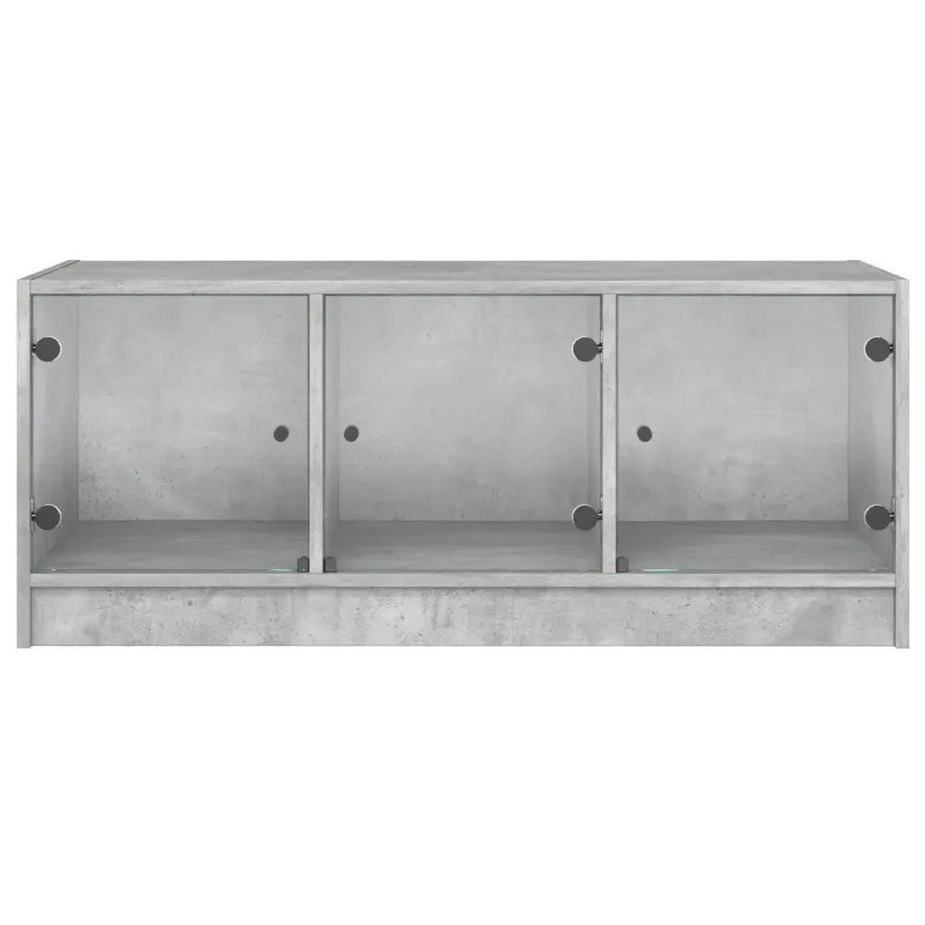 Tavolino salotto | Tavolino da caff¨¨ | Tavolino da Soggiorno con Ante in Vetro Grigio Cemento 102x50x42 cm