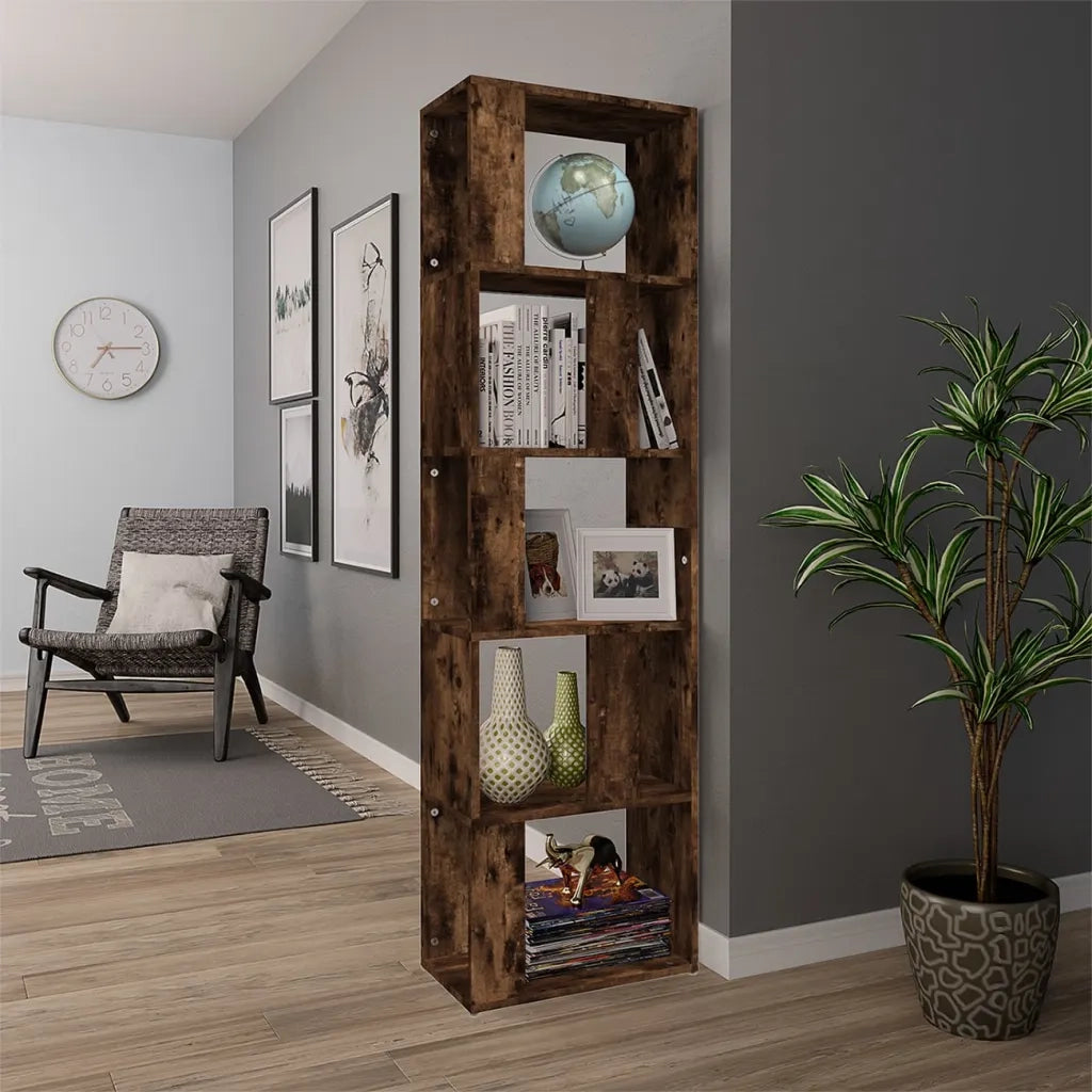 Libreria Rovere Fumo 45x24x160 cm in Legno Multistrato 826375