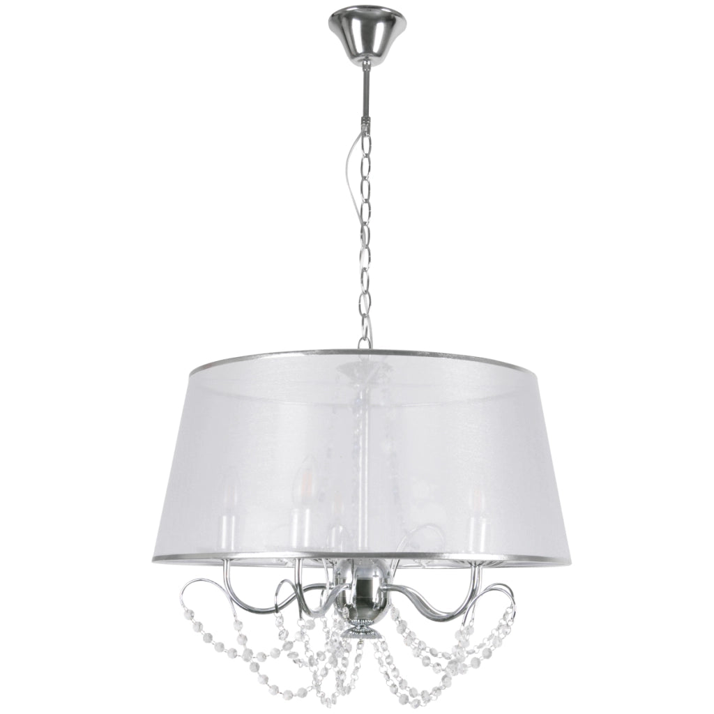 Lampadario Abbazia Polux 5xE14 cromato bianco Ø56cm