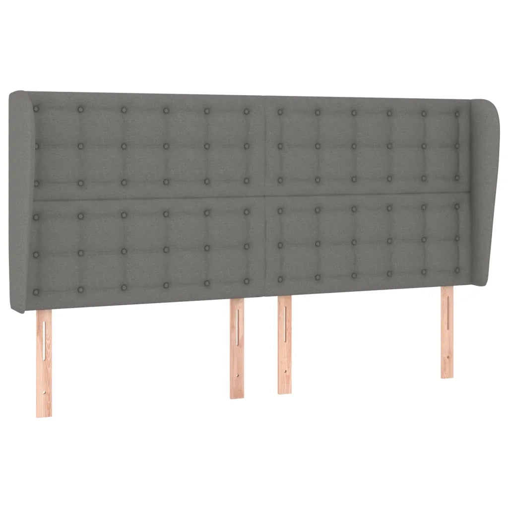 Testiera ad Orecchio-Testata con Orecchie GrigioScuro 163x23x118/128cm in Tessuto 634567