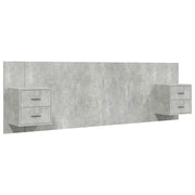Testiera | Testata Letto con Comodini in Legno Multistrato Grigio Cemento