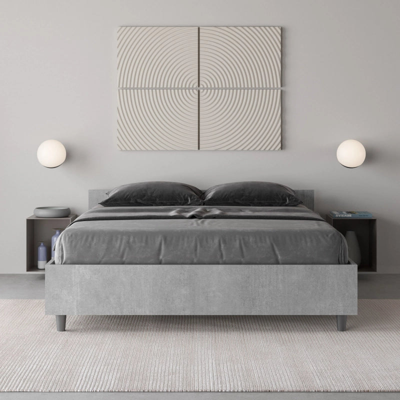 Letto Matrimoniale francese 140x200 cm Nuamo - Con rete,Grigio
