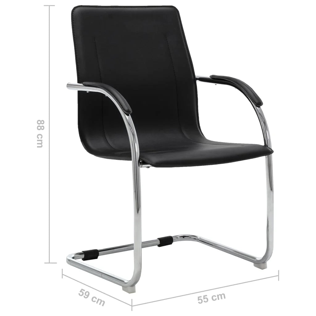 Sedia da ufficio/sedia da studio/sedia per computer a sbalzo in similpelle nera 02_0023995