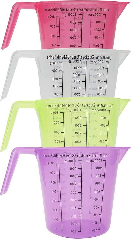 Set di misura in plastica Helder da 4 – 1 Liter 1000 ml senza BPA sicuro per cucina misurino per alimenti cottura e bollitura