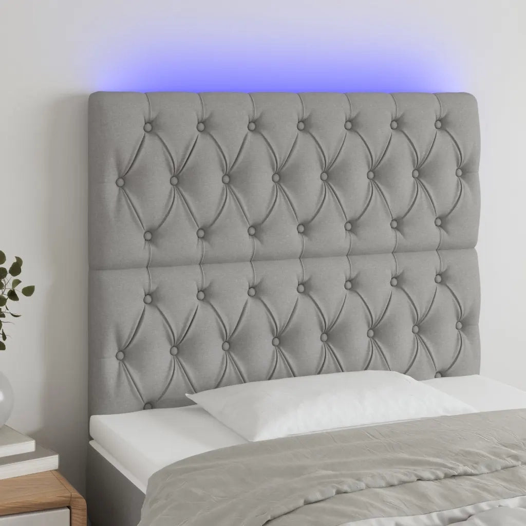 Testiera | Testata a LED Grigio Chiaro 90x7x118/128 cm in Tessuto