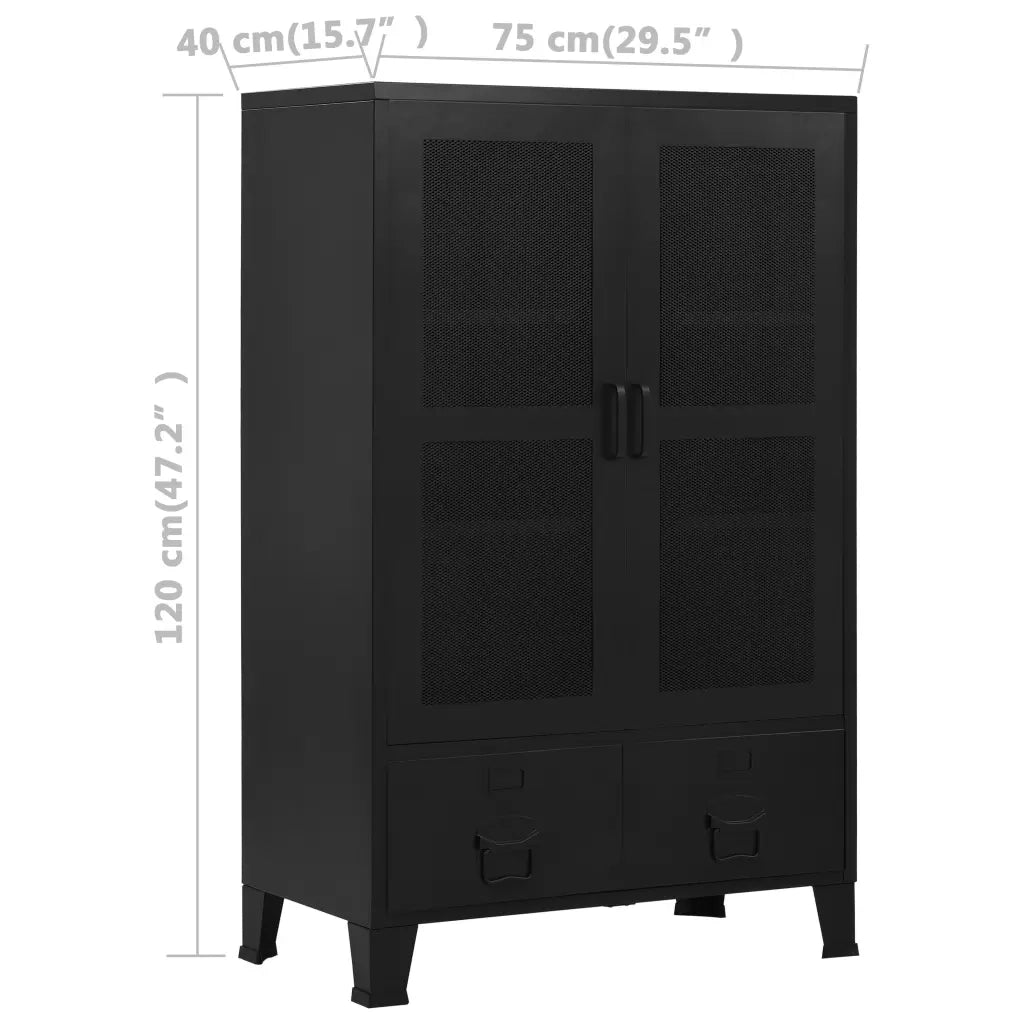 Armadio Ufficio Reticolato Industriale Nero 75x40x120cm Acciaio cod mxl 76719