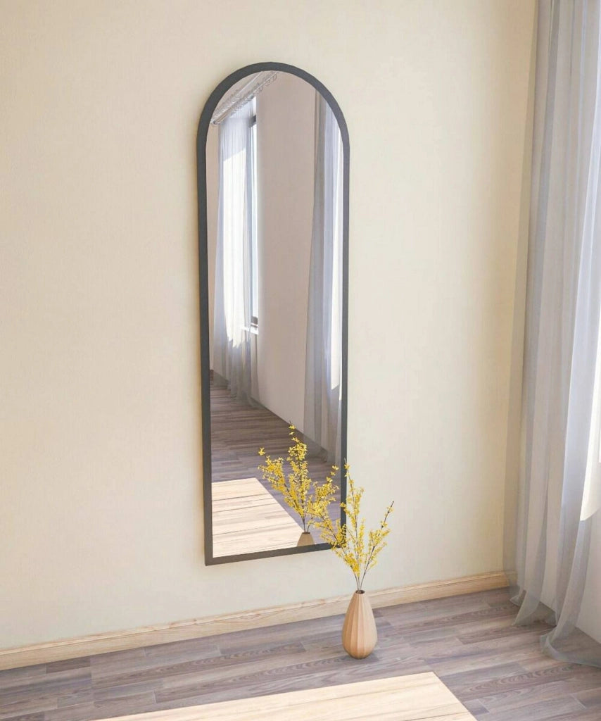 Specchio Artus, Specchiera, Articolo d'arredo a muro, Decorazione con specchio, 50x2h160 cm, Nero