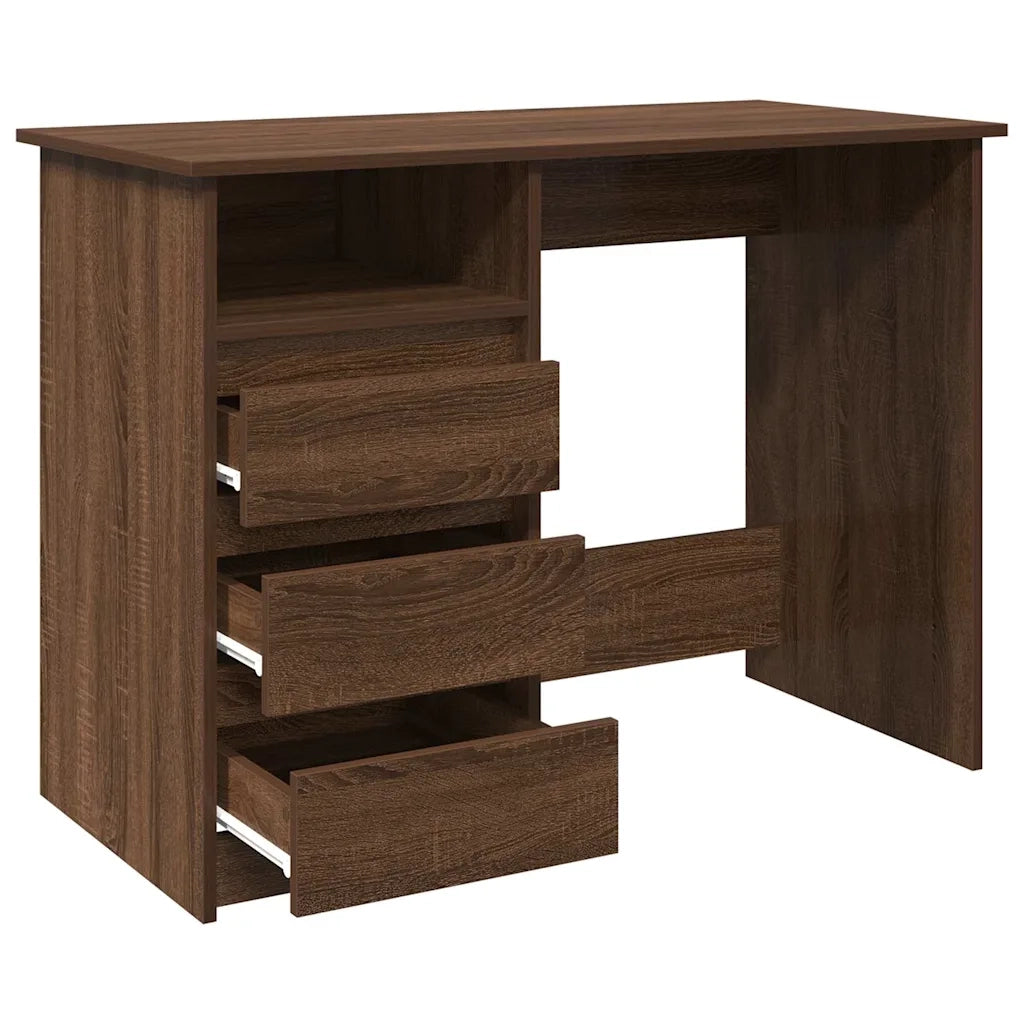 Scrivania Rovere Marrone 102x50x75 cm in Legno Multistrato 860469