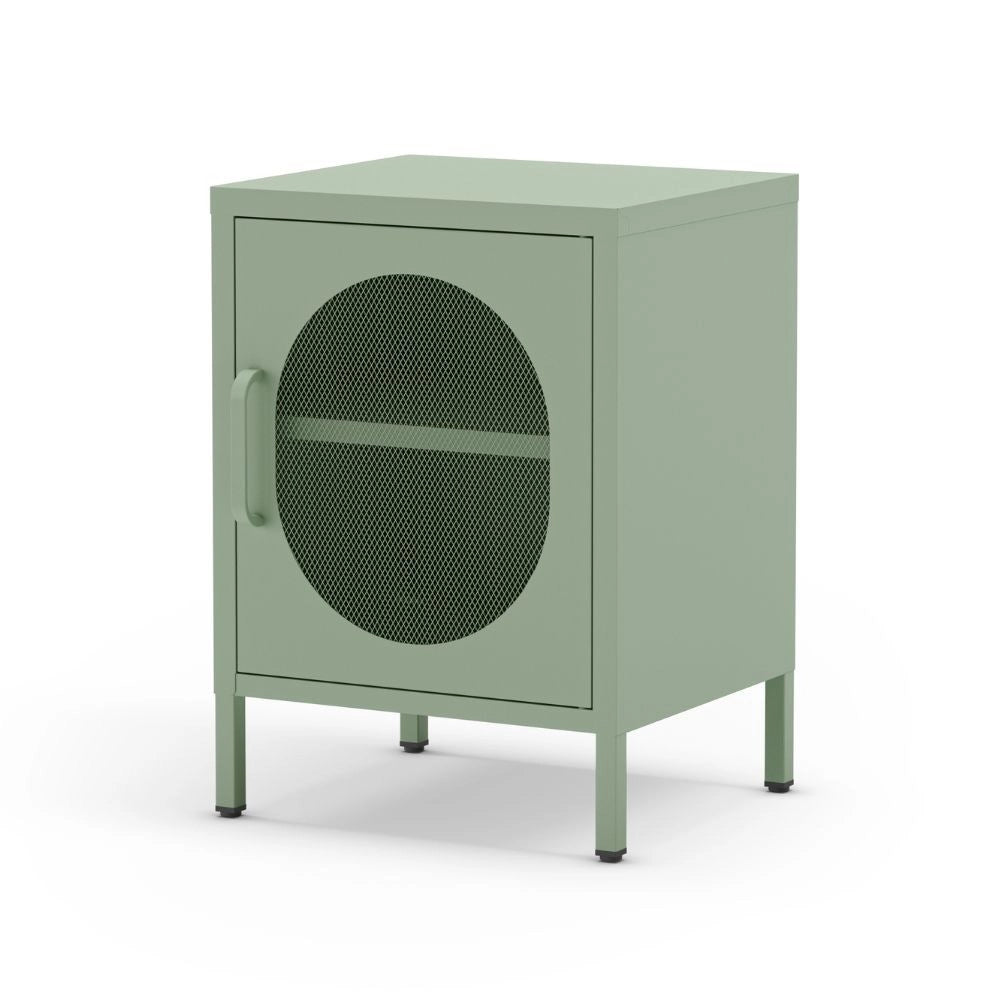 Comodino Diora in metallo con 1 anta colore verde menta