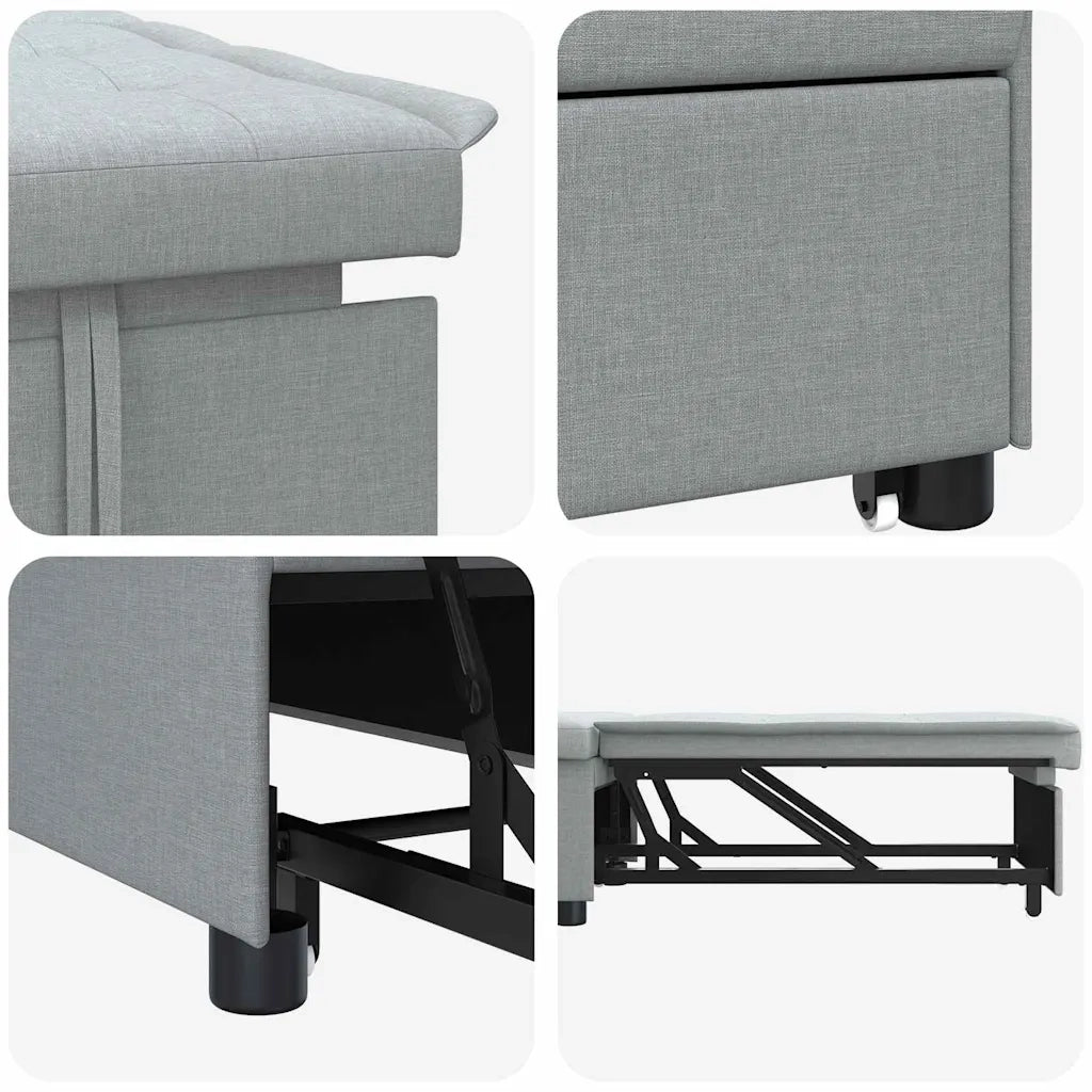 vidaXL Divano letto Grigio chiaro 194 x 67 x 37 cm Tessuto