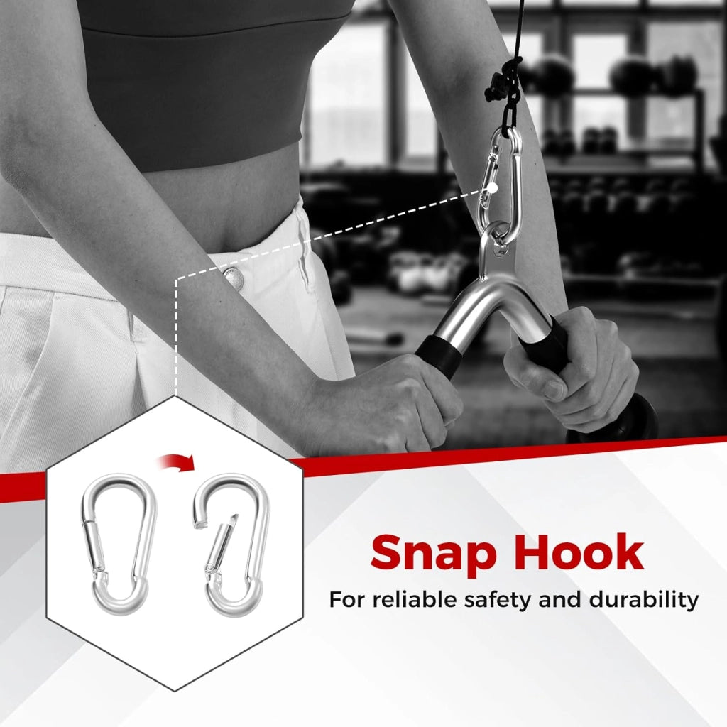 KOMFOTTEU 4 Accessori per Macchina a Cavi, Impugnature Palestra Set Multifunzione con Corda per Tricipiti, Triangolo Pulley per Palestra, Maniglia a V, Barra Tricipiti Dritta, Allenamento in Gym