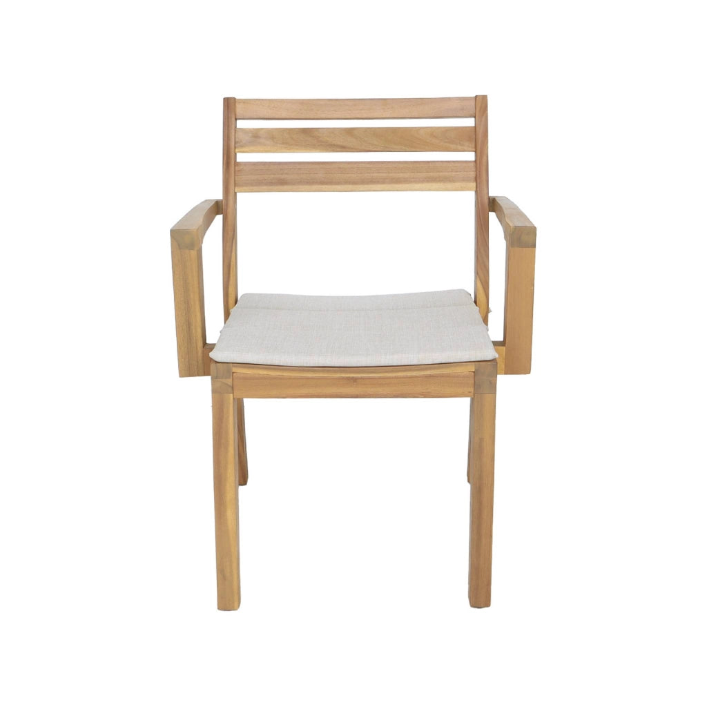 Set di 4 poltrone da giardino in legno di acacia con cuscino, beige