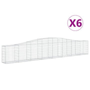 Cestini gabbioni recinzione a gabbia muro di contenimento ad arco 6 pezzi 400 x 30 x 60/80 cm ferro zincato argento 02_0041044