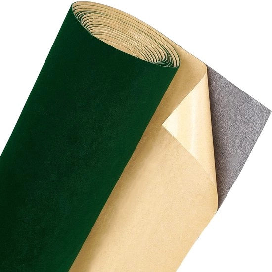 Tessuto di Flanella 2m x 40cm - Finitura Autoadesiva - Verde Scuro - Tessuto Artigianale - Copertura Creativa - 0,6mm Spessore - Velluto