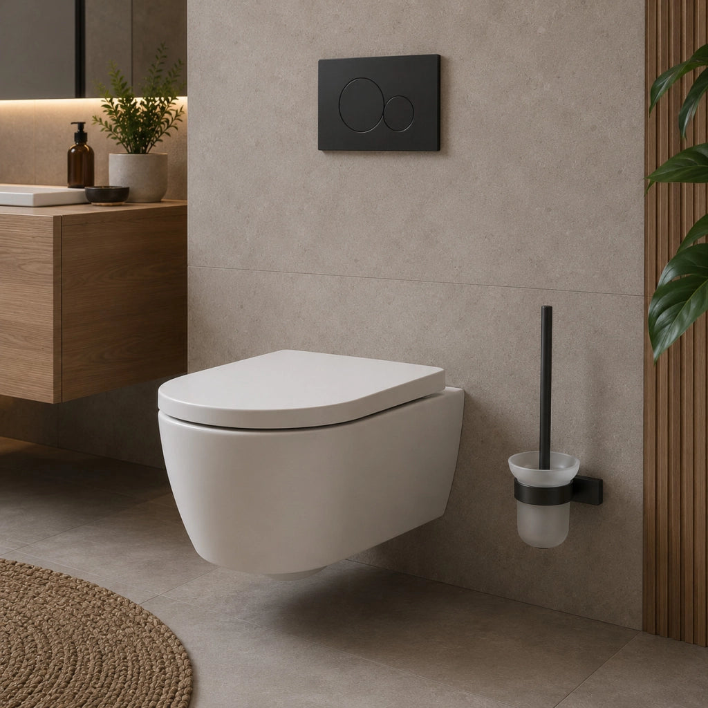 Portascopino Bagno da Parete Da Muro Acciaio e Vetro Satinato Grigio 87945
