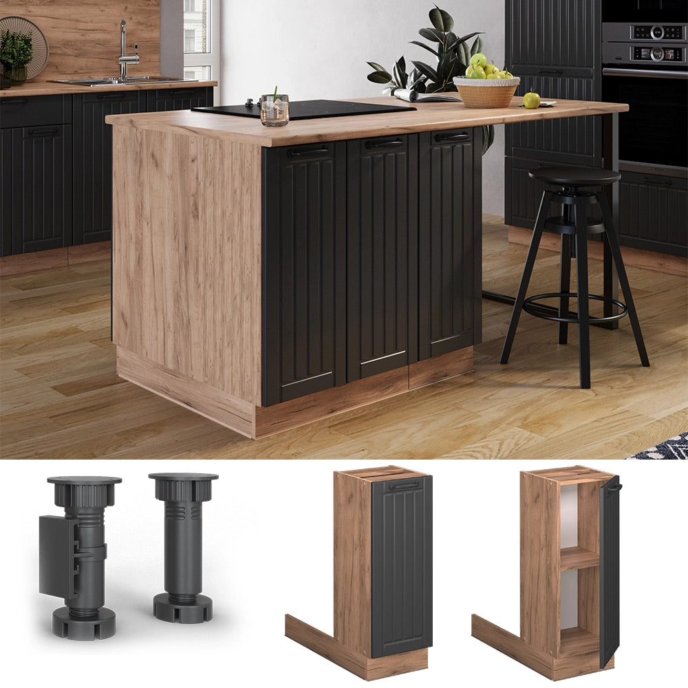Vicco isola cucina Grigio scuro 30 cm senza piano di lavoro