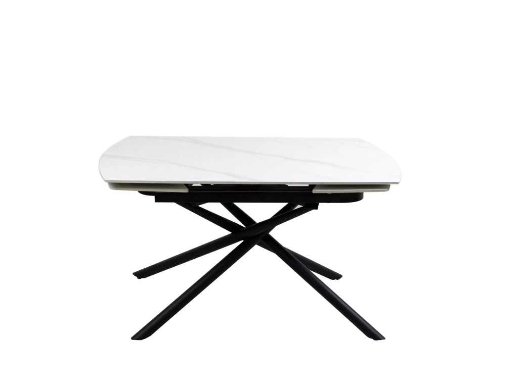 Mobili 2g - tavolo moderno allungabile piano ceramica effetto marmo bianco 130x80x78 - Mobili 2G