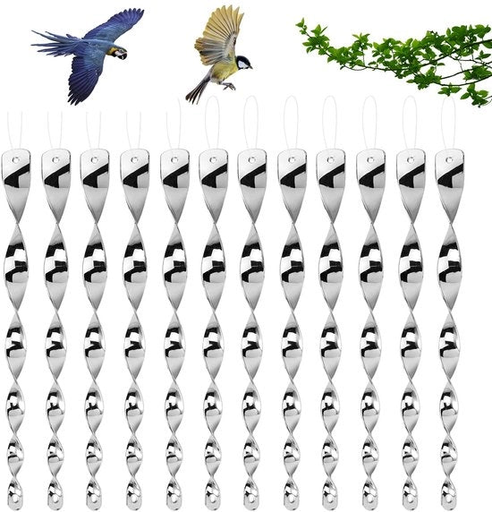 Decorazione per balcone e giardino - 12 pezzi - Riflettore per uccelli - Flessibile - Duraturo - Adatto per balconi e giardini - Ideale per giardini di frutta - Uccellaccio riflettente