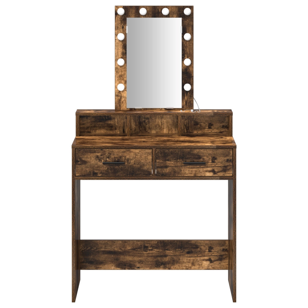 Toeletta  con luci LED Rovere affumicato 79x41x140 cm