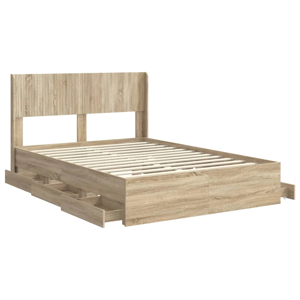 Struttura del letto con stoccaggio e testata Rovere Sonoma 3414295