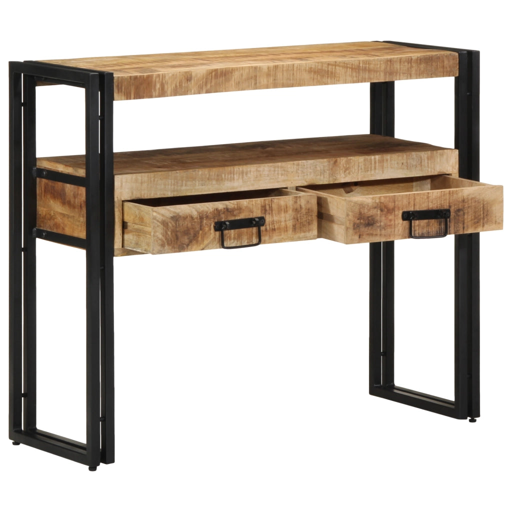 Tavolini  Neri 90x33x75 cm in Legno Massello di Mango e Metallo