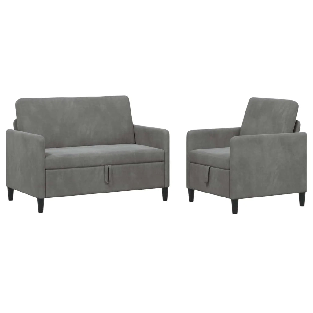 Set di Divani con Storage 2 pz Grigio Scuro Poliestere 3429163