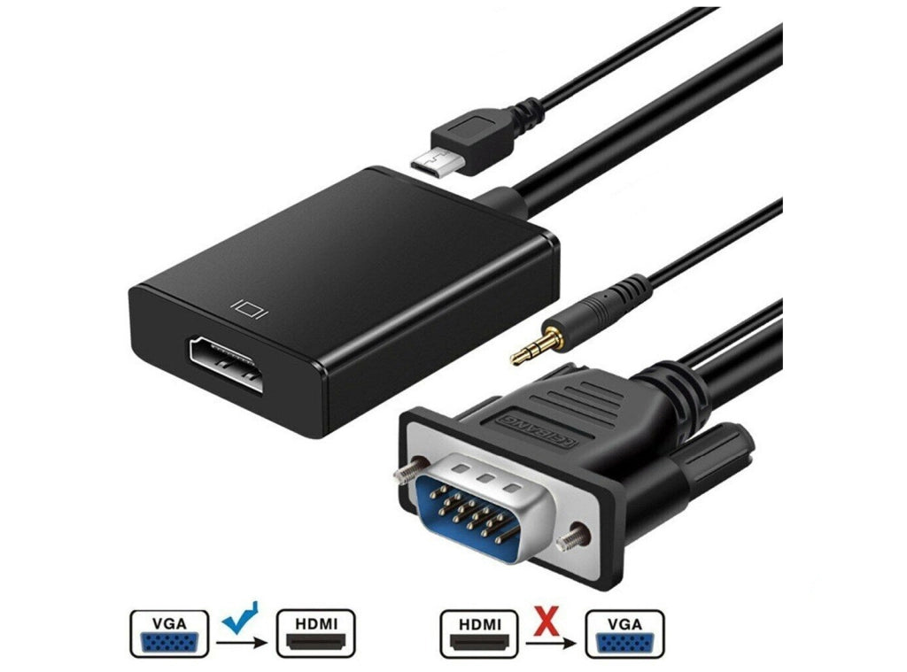 Adattatore Convertitore da VGA Maschio a HDMI Femmina con Adattatore Audio 1080P per PC Laptop a proiettore HDTV