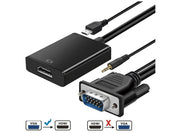 Adattatore Convertitore da VGA Maschio a HDMI Femmina con Adattatore Audio 1080P per PC Laptop a proiettore HDTV