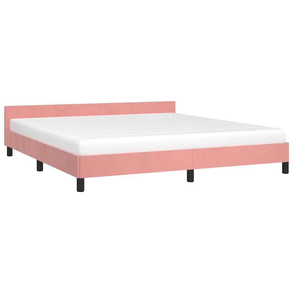 Giroletto con Testiera senza Materasso-Struttura Letto Rosa 180x200 cm Velluto