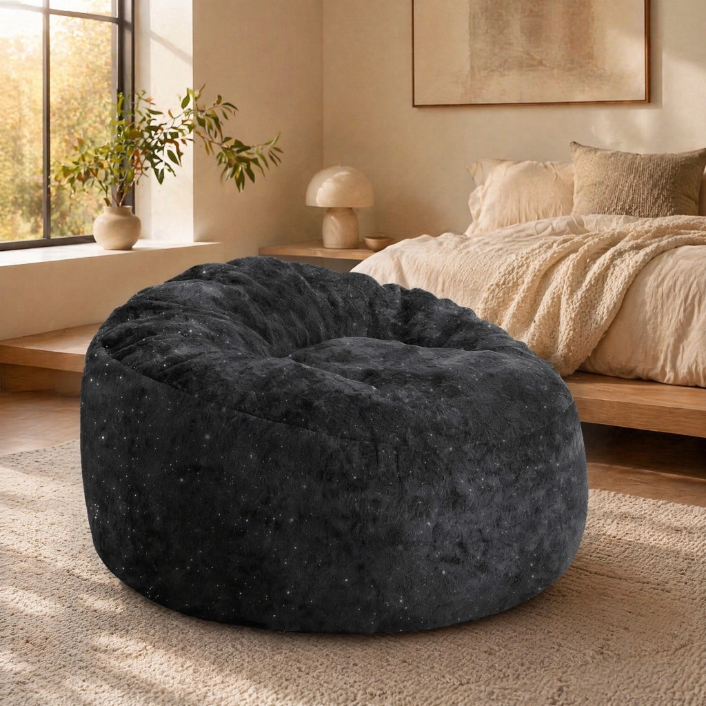 POLTRONA a sacco ergonomica 50 x 41 x 31 cm in flanella nera