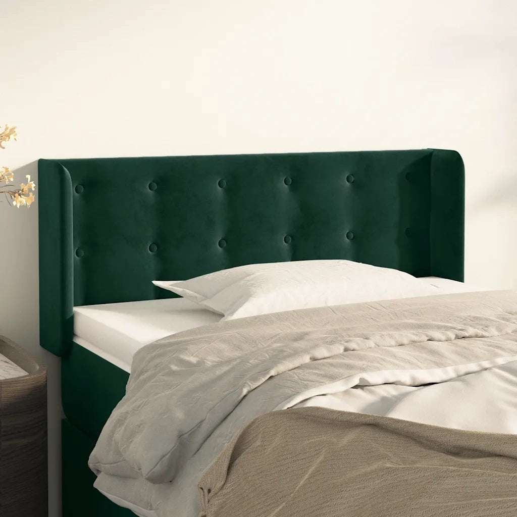 Testiera | Testata ad Orecchio Verde Scuro 93x16x78/88 cm in Velluto