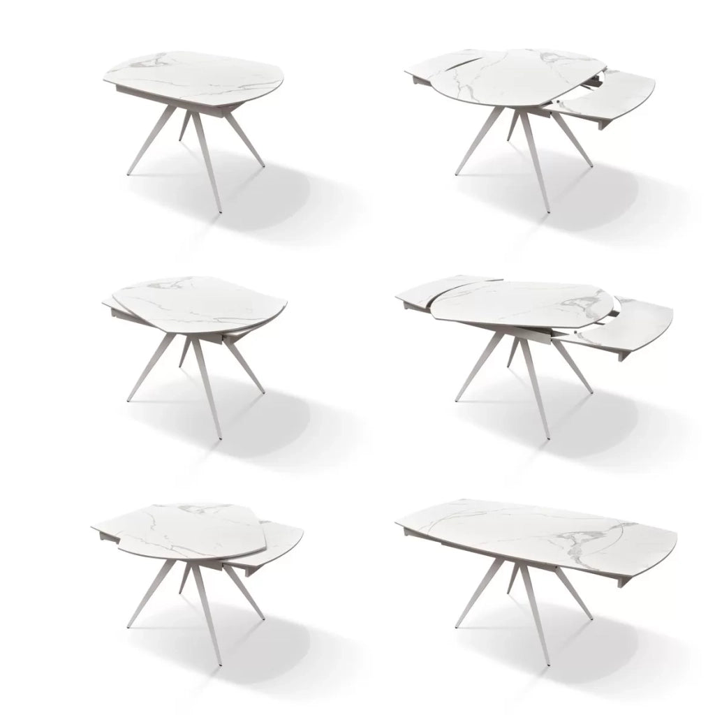 Mobili 2g - tavolo moderno allungabile piano ceramica effetto marmo 120x90x78