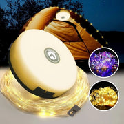 Cavo di illuminazione esterno 10 m catena di luci per campeggio pieghevole con 5 modalità di illuminazione duraturo e impermeabile ricaricabile con USB per decorazione di campeggio e terrazza Natale