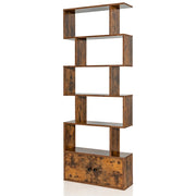 Libreria a 6 ripiani 70 x 23 x 183 cm capiente design geometrico legno marrone rustico 20_0019494