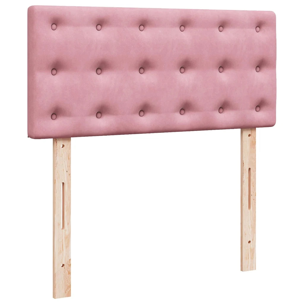 Struttura Letto Pouf con Materasso Rosa 90x190 cm in Velluto 3312739