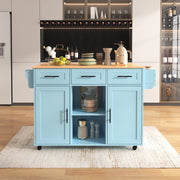 CARRELLO DA CUCINA con piano ribaltabile 139x46(71)x91,5 cm Blu MDF