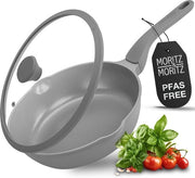 Piatto da cottura 26 cm con coperchio - rivestimento antitrasferimento - adatto per brasare, stufare e bollire - grigio