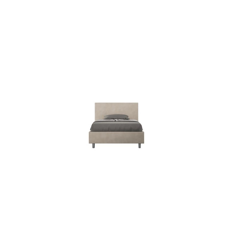 Letto imbottito 1 piazza e mezza 120x210 cm Adele - Con rete,Microfibra,Sabbia