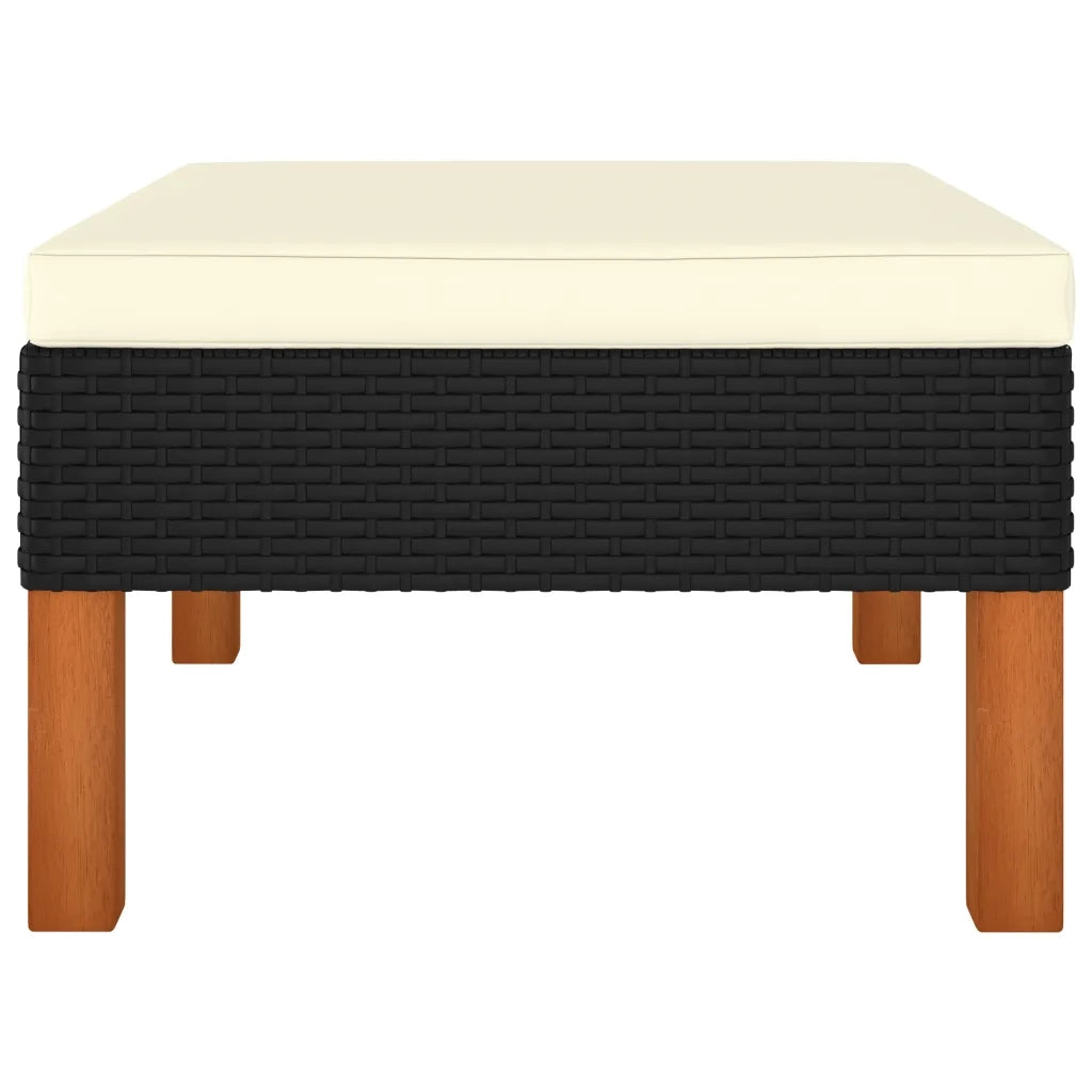 Poggiapiedi in Polyrattan e Legno Massello di Eucalipto CFW1631309