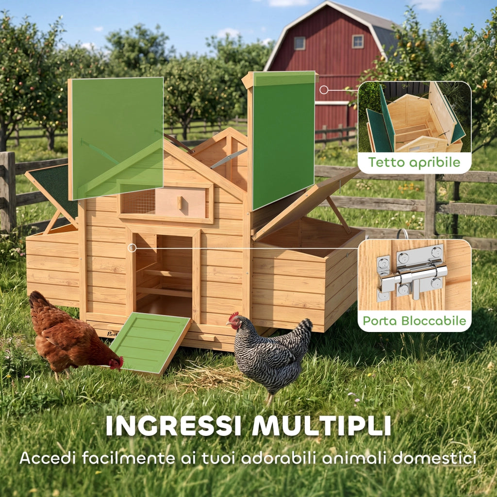 Pollaio Casetta Galline 150x100x96,5 cm con Tetto Impermeabile in Legno Giallo