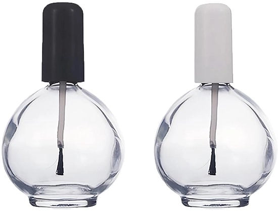 Kit di applicazione per unghie 75ml - 2 pezzi - Bicchieri in vetro trasparente - Pennello - Contenitore sferico - Translucido - Per l'arte delle unghie DIY - Contenitore per smalti per unghie