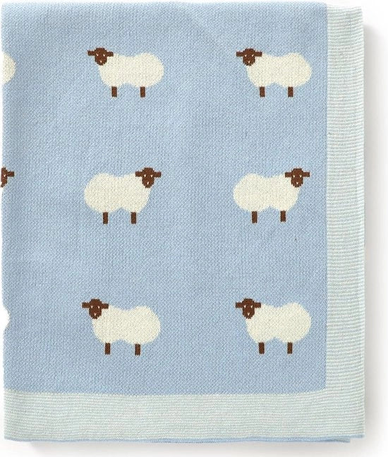 Deken per bambino 100% cotone 80x100cm con doppia faccia multifunzionale coperta per passeggino morbida blu
