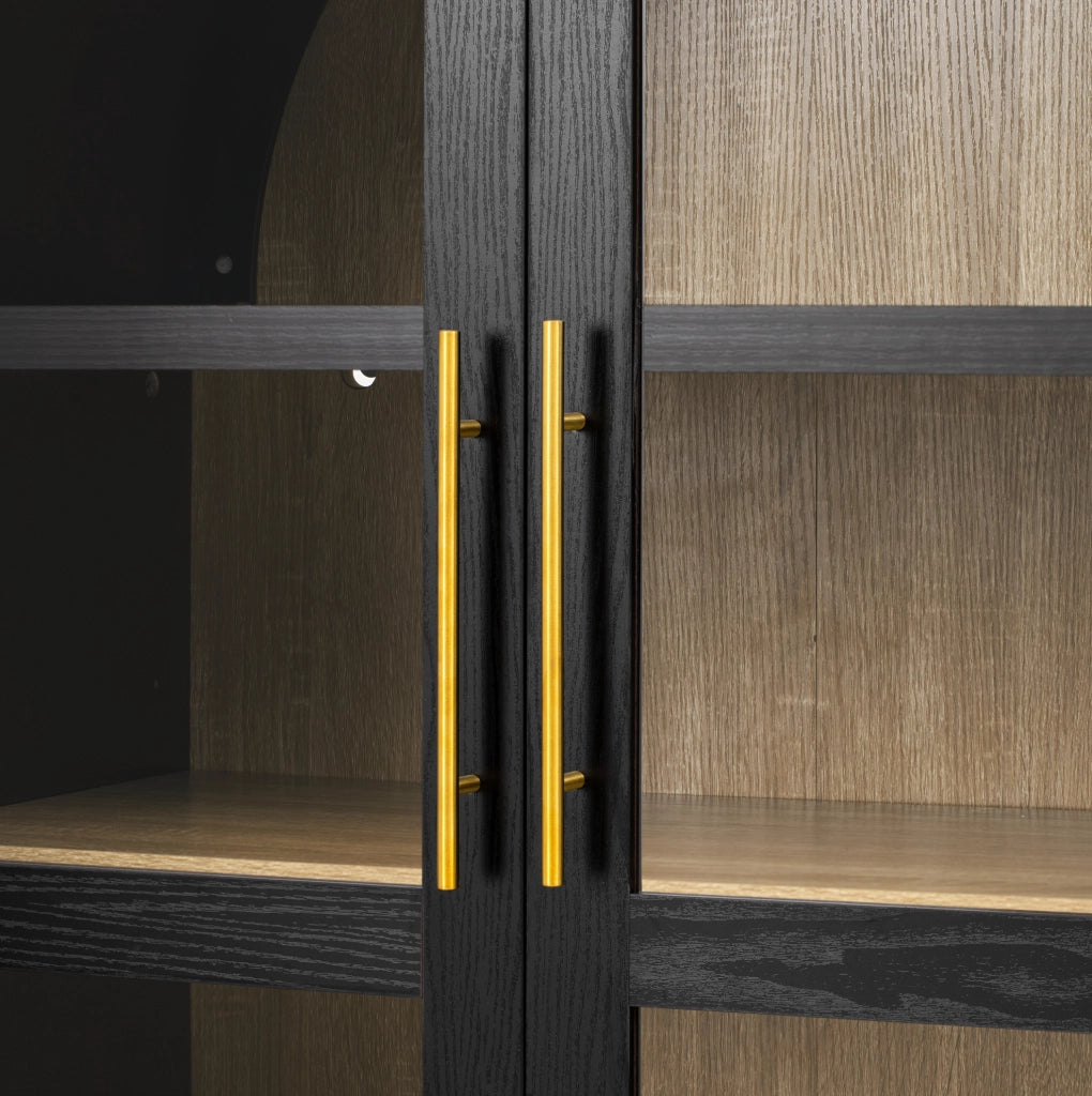 MOBILE ALTO da Cucina 76x40x180 cm Nero in MDF e Vetro